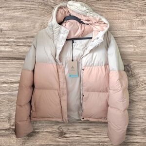 Prana Two-Tone Pink and White Puffer Jacket